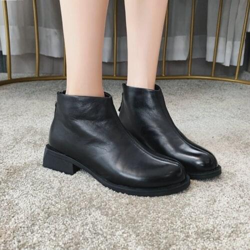 Martens Boots Genuine Leather Boots Fashion Female Martin Boots Top Womens Thick Bottom Motorcycle Boots Womens Shoes