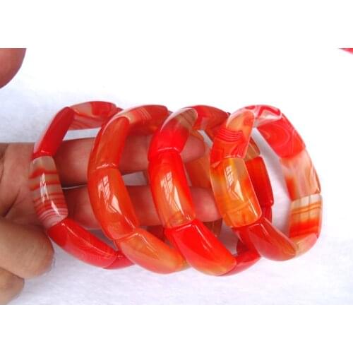 Natural Orange Botswana Agate Rectangle Beads Bracelet Women Jewelry Accessories Weddings Parties Birthday Gift
