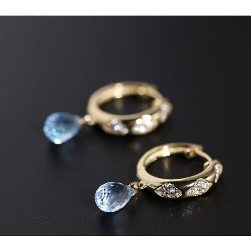 DAIMI 4-5mm Sky Blue Topaz Earrings Natural Gemstones Genuine 925 Sterling Silver Water Drop Earrings For Girlfriend