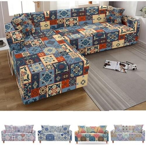 Sofa Cover for Living Room Elastic Armchair Slipcovers 3 Seaters Stretch Sofa Bezug Covers 3D Mandala Geometric Sofa Slipcovers