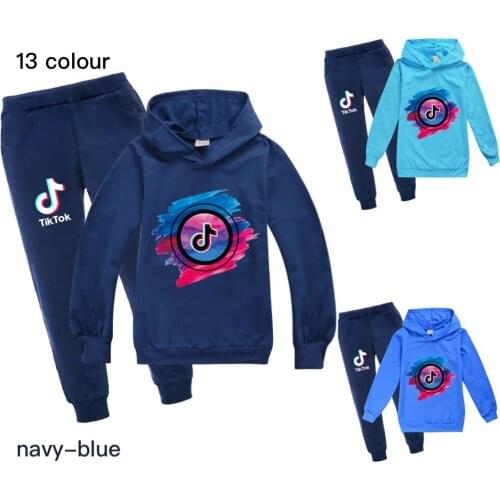 TIK TOK Childrens Sportswear Girls Casual Wear Set Cotton Clothing Sports Set Boys Long Sleeve Sweatshirt Hoodie