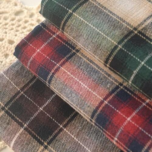 Flannel sanded Plaid cotton fabric for autumn and winter skirts, bedding products, hand-made DIY fabric