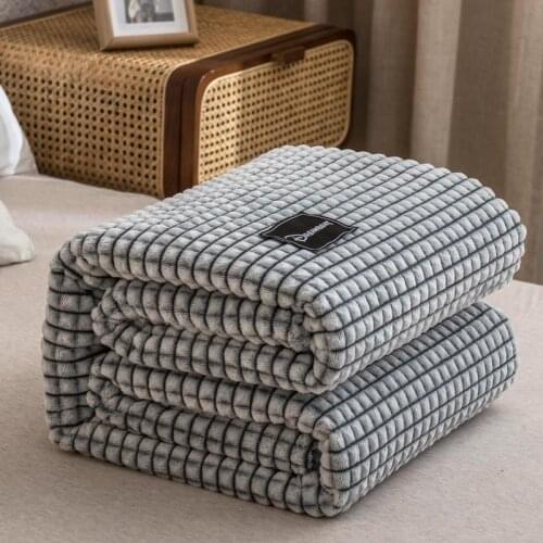 30 Plaid for Beds Coral Fleece Blankets Gray Color Plaids Single/Queen/King Flannel Bedspreads Soft Warm Blankets for Bed