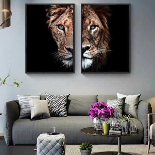Hakuna Matata Quote Scandinavian Art Canvas Painting Baby Lion Print Wildlife Animal Black White Poster for Kids Room Home Decor