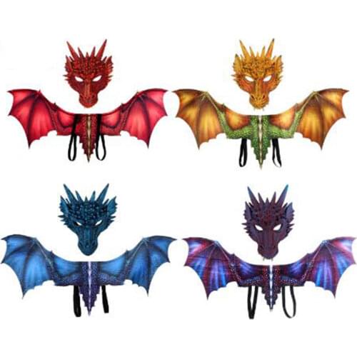 3D Dragon Wings Mask Carnival Dragon Costumes Party Cosplay Wings Prop Decor Mardi Gras Dragon Wings Halloween Cosplay Costumes