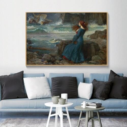 John William Waterhouse Tempest Oil Painting on Canvas Posters and Prints Scandinavian Wall Picture for Living Room