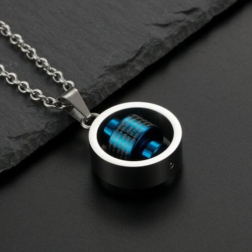 Annulus necklace men Rotating Bible Verse Cross pendant stainless steel statement necklace hip hop jewelry on the neck wholesale