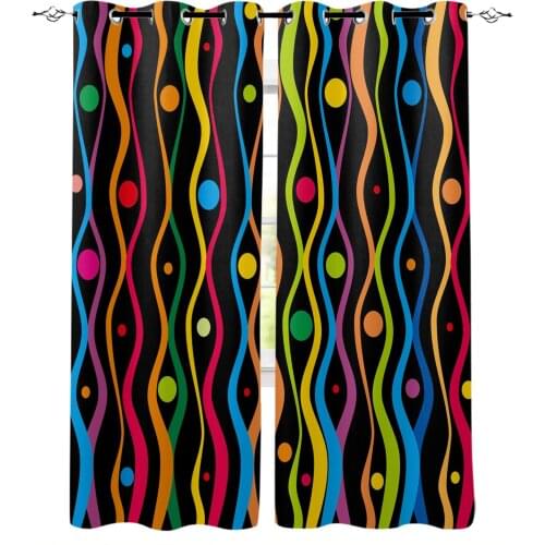 Circular Rainbow Wave Curtains for Living Room Bedroom Kitchen Window Treatment Curtain Home Decoration