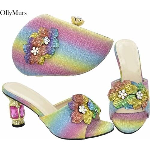 Fashion Design Italian Comfortable Shoes And Clutch Bag Set Summer Elegant Style Wedding Shoes And Bag Set On Stock