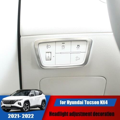 New car headlight control panel decorative frame stainless steel interior upgrade suitable for Hyundai Tucson NX4 2021 2022