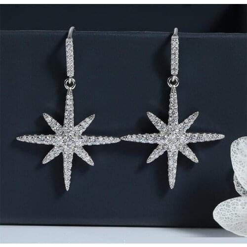 New Arrival Zircon Trendy David Star Women Dangle Earrings Classic Accesorios Mujer Aretes Zk30