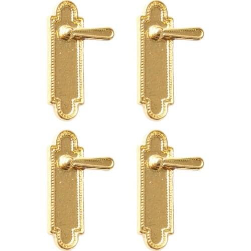 New 4 Pcs 1:12 Dollhouse Miniature Alloy Door Locks 1/12 Dolls House Doll Accessory Pretend Classic Furniture Toy for Children