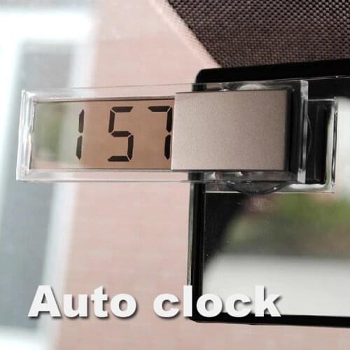 Mini Durable Transparent Clock with Sucker Digital LCD Display Car Electronic Clock with Sucker For All Car Silver