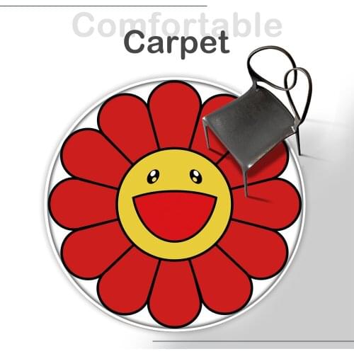 Simple Sunflower Mat Round Rug NonSlip Flannel Carpet Non-slip Bath Mat Soft Fluffy Living Room Bedroom Decorative Carpet 2022