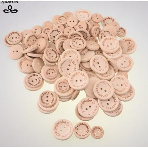 QUANFANG 2 Holes Wooden Button For DIY Scrapbooking For Patchwork Sewing Decorative Button Crafts Home Decoration Carved Tree