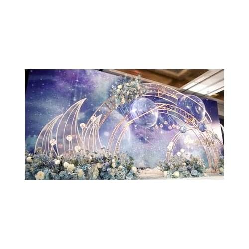 Birthday party wedding props wrought iron arch stage background semicircle double pole arc frame