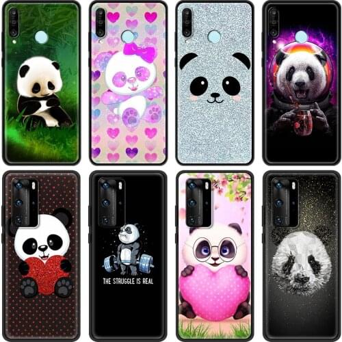 Cute Panda Luxury Silicone TPU Cover for Huawei P10 P20 P30 Pro P40 Pro Plus P Smart Z 2021 Phone Accessories Case