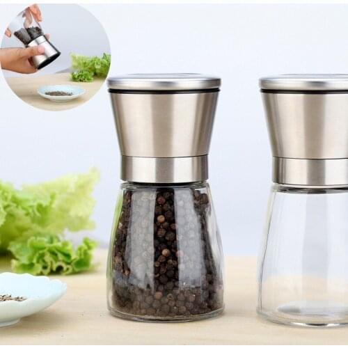 Manual Salt and Pepper Grinder Set 1 Shakers Spices Mill Crusher Stainless Steel 3 Grade Kitchen Tools Kitchen Grinder