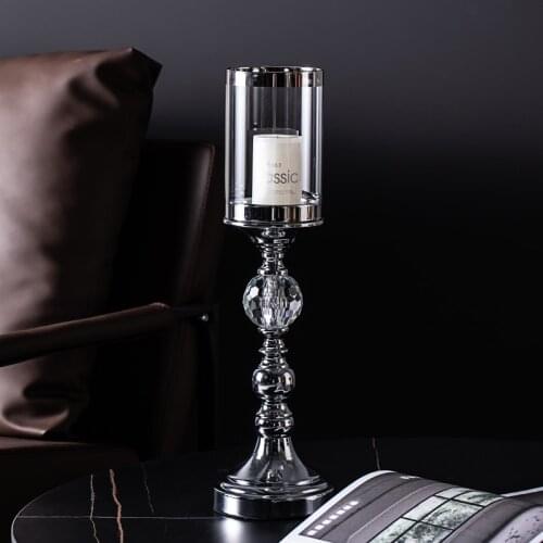 Silver Pillar Candle Holder Table European Luxury Candle Holder Romantic Dinner Living Room Portavelas Wedding Decoration EF60ZT