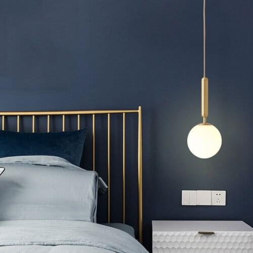 Modern Pendant Lamp Luxurious Gold Glass Ball Lampshade Hanging Lights Fixtures For Dining Room Bedroom Decoration Lighting