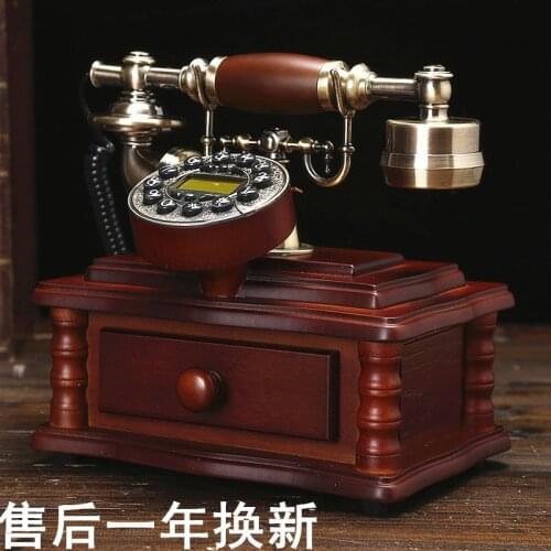 Ye are top wood antique antique telephone retro European garden home phone office landline phone Dial number Decoration home