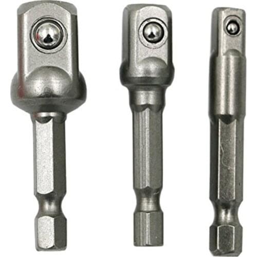 3PC 1/4 3/8 1/2" Hex Power Drill Bit Driver Socket Bits Set Adapter Wrench Sleeve Extension Bar For Electric Screwdriver Bits