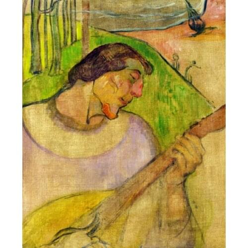 High quality Oil painting Canvas Reproductions Self portrait with mandolin (1889) by Paul Gauguin hand painted