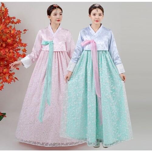 Women Traditional Costume Korean Dress Hanbok Folk Elegant Princess Palace Costume Korea Emboridery Wedding Party Dress SL2259