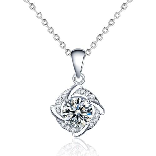Love 925 Sterling Silver Jewelry Necklaces Women For Wedding 1Ct Twinkle Moissanite Diamond Pendant
