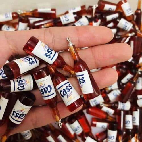 10pcs 39x9mm Beer Bottle Earring Resin Charms Drink Bottle Funny Keychains Earrings Pendant Accessory Charm For Jewelry Make