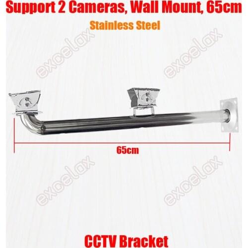 10PCS/Lot 2 Cameras L Shape 65cm Length Stainless Steel Wall Mount Surveillance CCTV Bracket Security Housing Support