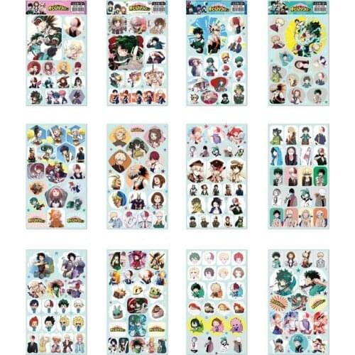 12 Pcs/Set Anime My Hero Academia Decorative Sticker Midoriya Izuku Diary Cartoon Characters Label Stickers