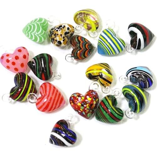 2pcs 23mm Lampwork Murano Glass Heart Pendant Custom Hanging Wedding Decor Supplies Creative Jewelry Necklace Charm Accessories