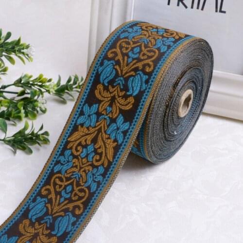 25Meters/Roll 6cm Wide Classic Luxury Webbing Embroidery Polyester Woven Jacquard Ribbon DIY Curtain Belt Clothing Straps