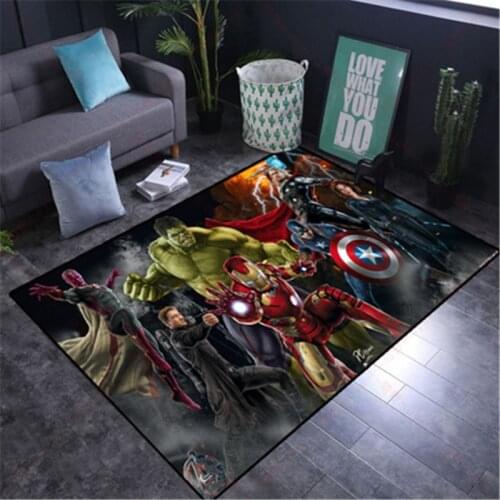 80x160cm Kids Play Mat US Captain/The Avenger Thick Carpet Mat for Living Room Doormat Flannel Print Bedroom Non-slip Floor Rug