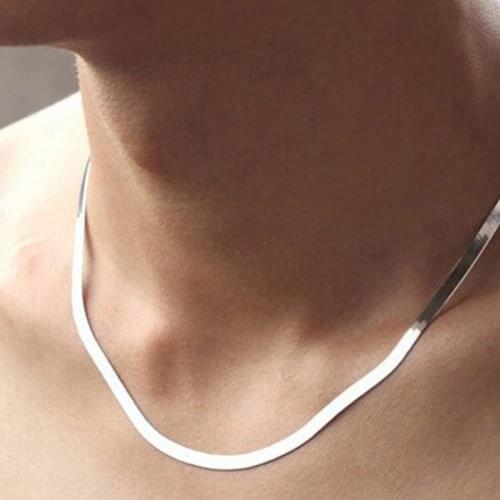 925 sterling silver necklace Unisex Flat snake Link Chain Lobster Clasp collares necklaces for women men S-N21