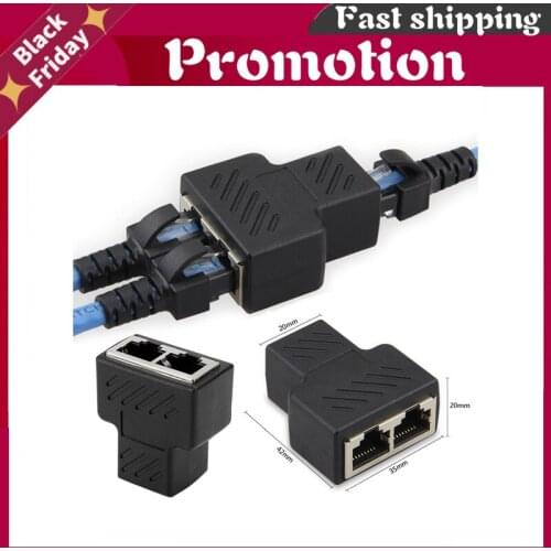 Extender Adapter 1 To 2 Ways RJ45 Connector Adapter Ethernet LAN Network Splitter Double Adapter Plug Ports Coupler Connector