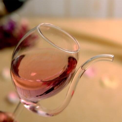 300ml Red Wine Glass Transparent Cup Mug With Built in Drinking Tube Straw Water Cup for Home Bar Hotel