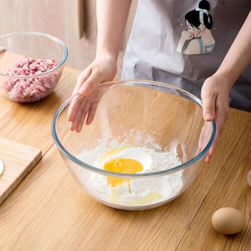 4.5/2.1/1.1/0.5L Large Glass Salad Bowl Creative Noodles Soup Container Household Thicken Mixing Bowls Kitchen Tableware