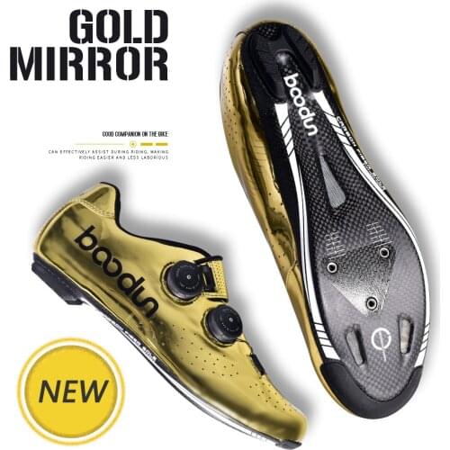 Boodun 2020 New gold Road Cycling Shoes road bike Self-Locking Shoes Carbon Fiber Ultralight professional Bicycle Racing Shoes