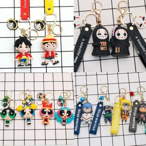 Spirited Away No Face man Keychain Animal Cartoon Anime Blossom Bubbles Figure Model PVC Key Chains Children Kids Toys Gifts