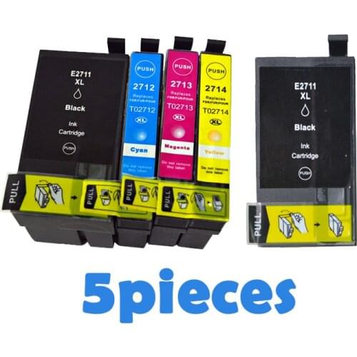 5pcs T2711 For Epson ink cartridges T2711 T2712 T2713 T2714 WorkForce WF-7110 WF-7610 WF-7620 WF-3620 WF-3640 printer 27 XL 27XL