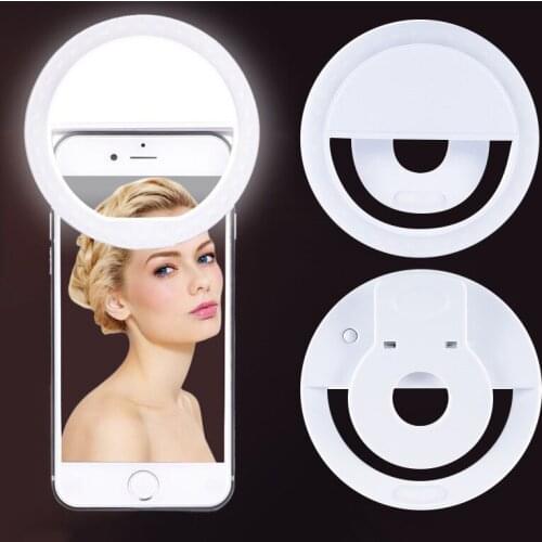 Hot！USB Charge Led Selfie Ring Light Mobile Phone Lens LED Selfie Lamp Ring For IPhone For Samsung Xiaomi Phone Selfie Light