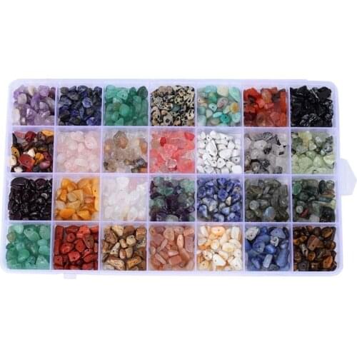 Crystal Beads Bulk for Jewelry Making, 28 Colors Natural Gemstone Chips Kit Irregular Stones for Bracelet, Necklace