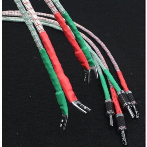 Valhalla Speaker Cable Silver Plated Wire Banana Connector Carbon Fiber Spade Plug for HiFi Audio