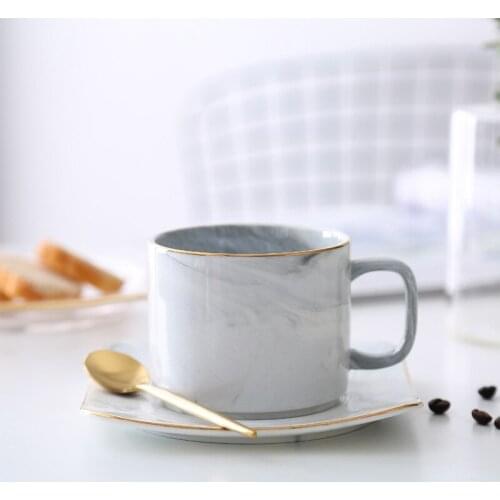 Nordic Marble Coffee Mugs Matte Luxury Water Cafe Tea Milk Cups Condensed Coffee Ceramic Cup Saucer Suit Set Ceramic Coffee Mugs