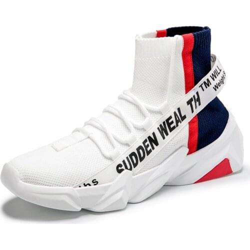 Men Thick-Soled Running Shoes White Sports Shoes Outdoor Sports Shoes Fashion Casual High-Top Men Training Sports Jogging Shoes