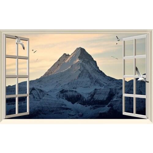 3d mural wallpaper Custom photo wallpaper Large 3D Stereo romantic window mountain 3d stereoscopic wallpaper