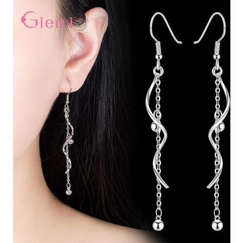New Arrival Fashion Spiral Long Chain Tassel Statement Drop Earrings For Women Girl 925 Sterling Silver Jewelry Wholesale Gifts