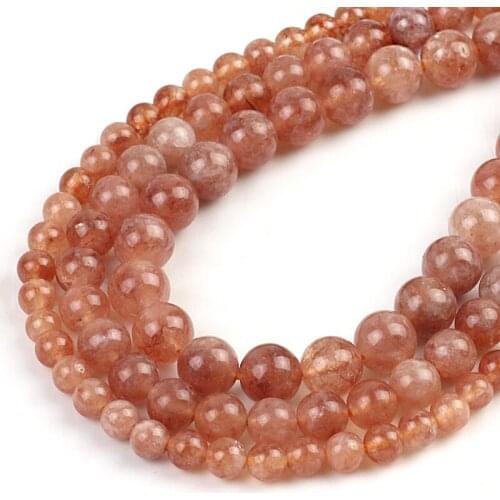 Wholesale Natural Angel Stone Yellow Strawberry Crystal Smooth Round Loose Spacer Beads for Jewelry DIY Bracelet 15 "6/8/10mm